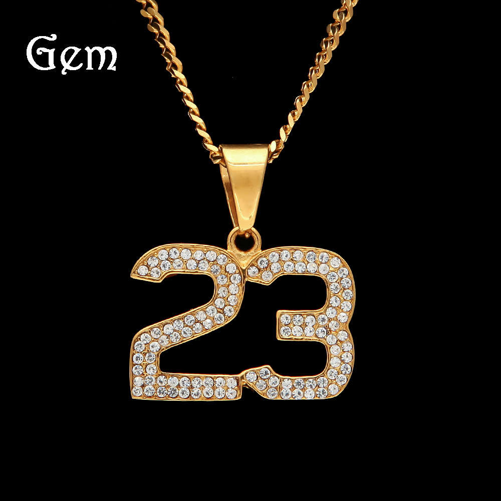 

New hip hop stainless steel diamond 23 Pendant Gift hip hop competition accessories