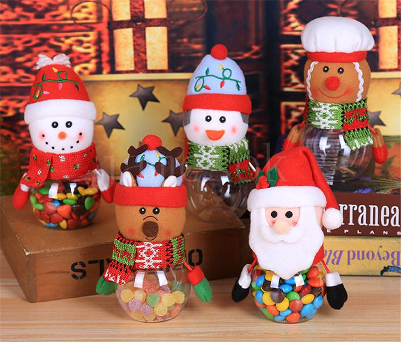 

Christmas decorations Kids Xmas Gift Boxes Plastic transparent gift Candy box Santa Claus Snowman elk children Gifts Jar dd320