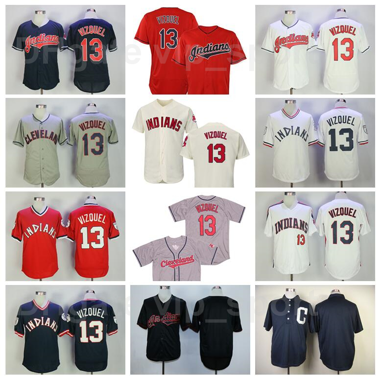

Men Vintage Baseball 13 Omar Vizquel Retro Jersey Pullover Flexbase Cool Base Cooperstown Stitched Navy Blue White Grey Beige Team Retire, Blue;black