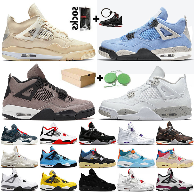 

Shoes Jumpman 4 4s Women Mens Basketball University Blue Sail White Oreo Taupe Haze Travis Scotts Starfish Trainers Sneakers, #11 36-47