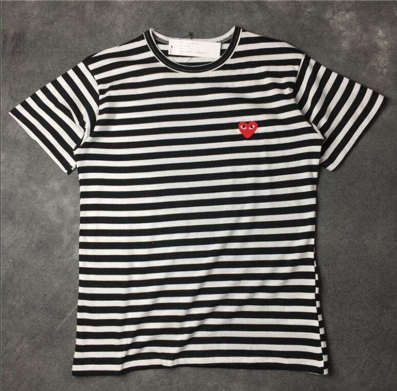 

Unisex 19 Color Top Quality Men Women fashion embroidery Black red heart play GARCONS Embroidered Single casual short Sleeve T-shirts Tee, White