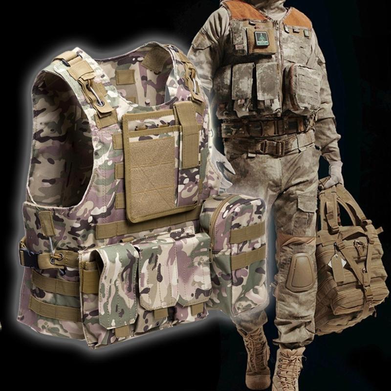 

Hunting Jackets Military Tactical Molle Combat Assault Plate Carrier Vest CS Outdoor Clothing, Camo;black