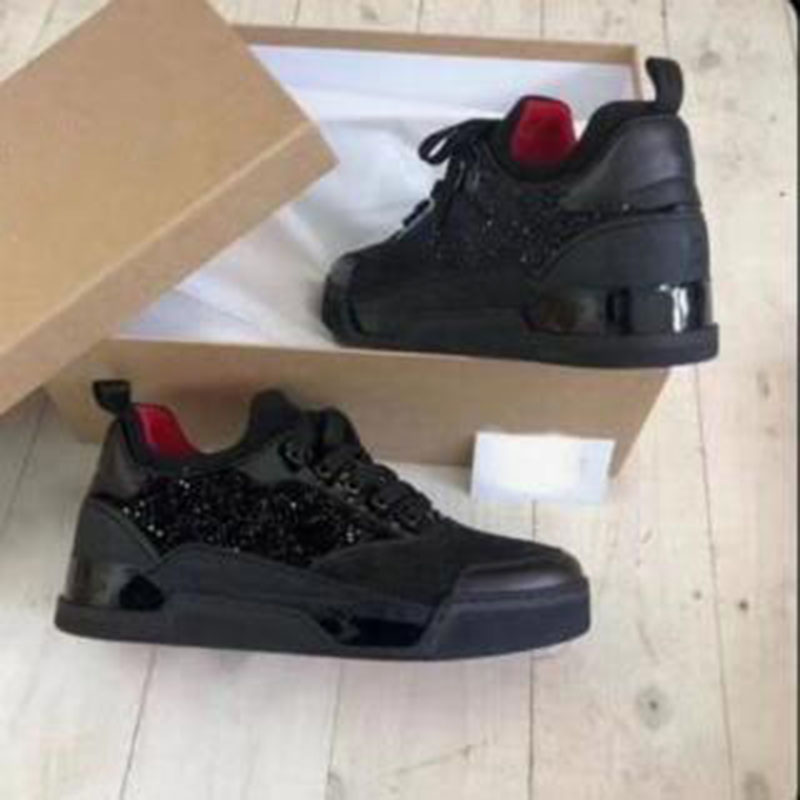 

Name Brand Designer Casual Shoe Man Red Bottom Sneaker Flat New Designer Lace Up High Top Mixed Colors Black White Trainers Size 38-46 S9
