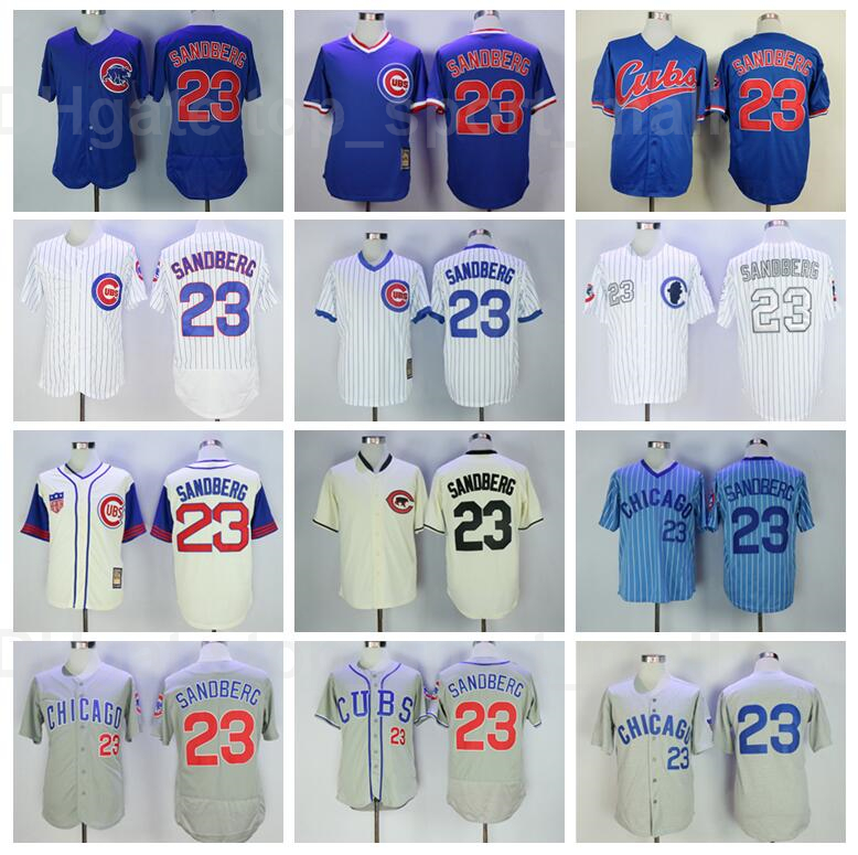

Retror 1909 1942 1969 1984 Vintage Baseball 23 Ryne Sandberg Jersey Flexbase Cool Base Pullover Pinstripe Team Retire Cooperstown High, Blue;black