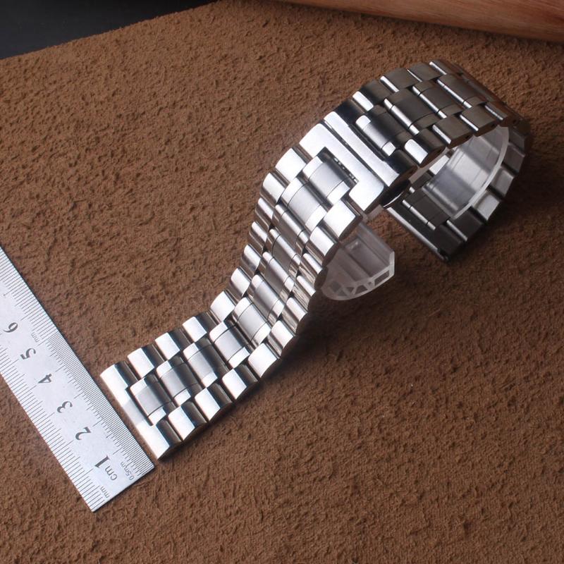 

Watch Bands 22mm 24mm 26mm 28mm 30mm Watchband Stainless Steel Silver Polished Watches Strap Bracelets Butterfly Buckle Deployment Big Size