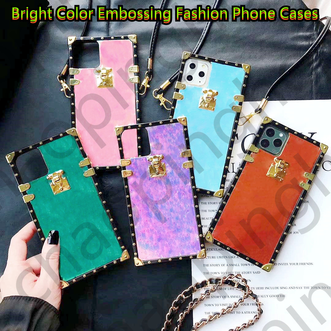 

Bright Color Embossing Fashion Phone Cases Casual Brand Case For iphone 12 11 Pro Max XR XS Samsung S9 S10 PLUS S10E NOTE10, 3+logo