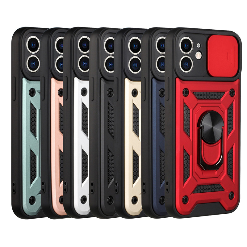 

Phone Cases For iPhone 12 Pro MAX 11 XS XR 8 7 Samsung S21 A52 A72 Slide Window Shockproof Protective Case Cover