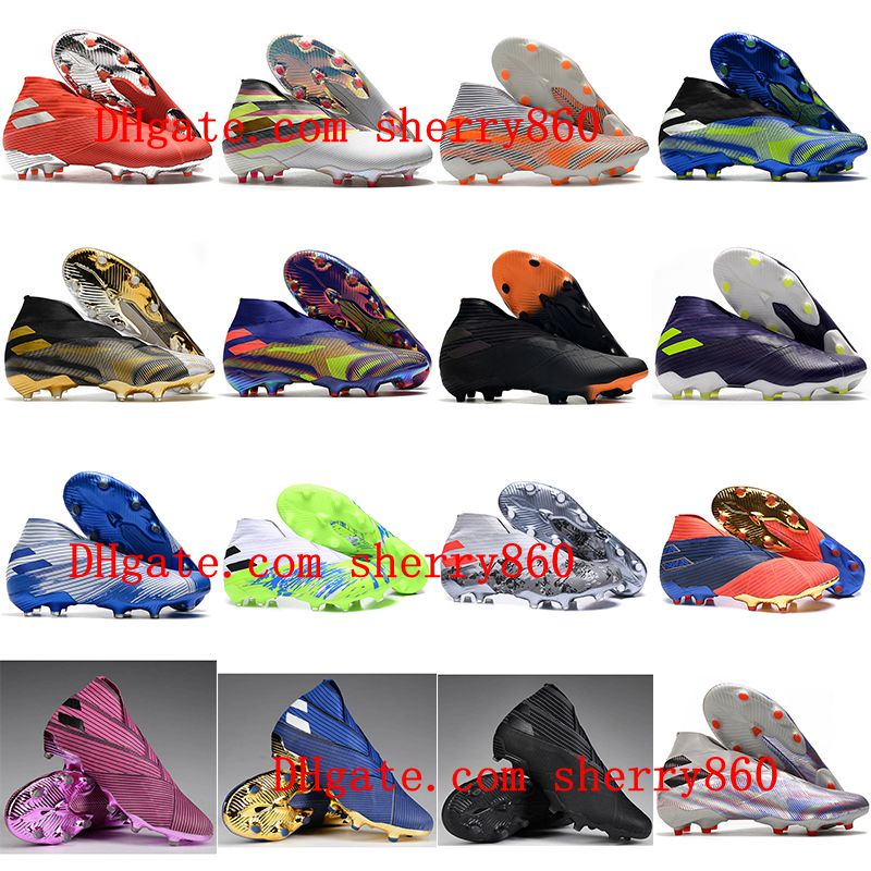 

2021 Soccer Shoes Nemeziz 19+ Uniforia Pack men Messi Cleats high ankle Football Boots sports Red/Solar Yellow/Core Black, As picture 6