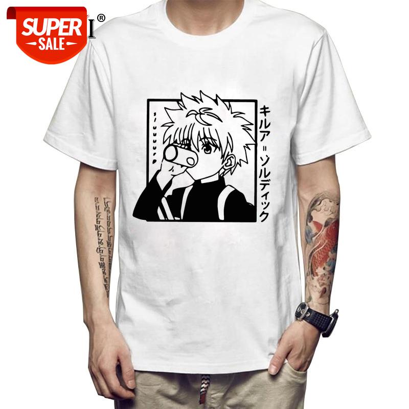 

XIN YI Men's T-shirt Top Quality 100% Cotton Kawaii Hunter X Hunter Tshirt Killua Zoldyck Tops T-shirt Anime cool loose #Sp78, White;black