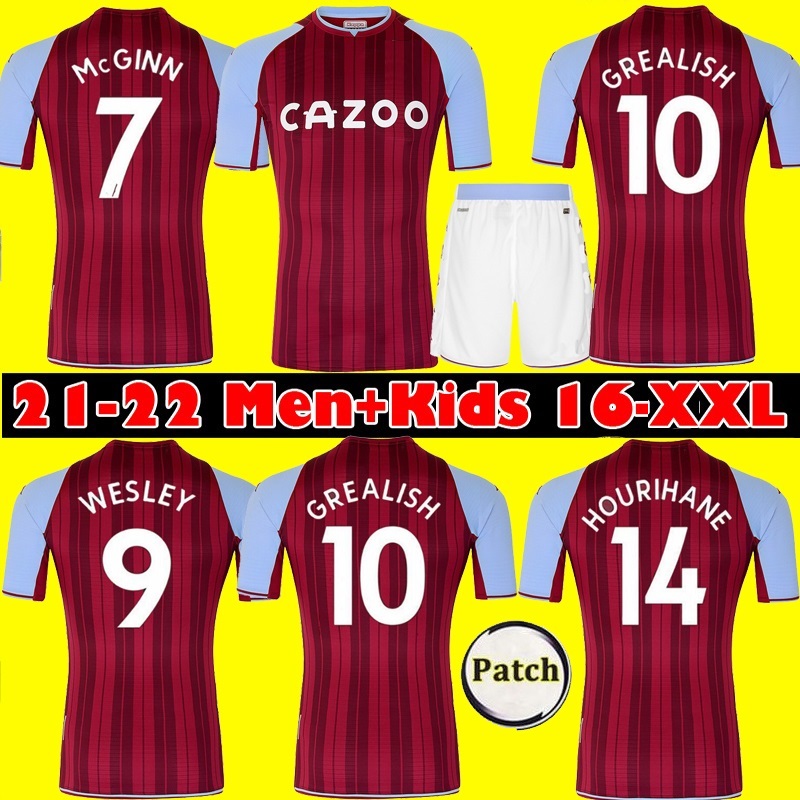 

21 22 Aston Soccer Jersey Grealish M.TREZEGUET Wesley El Ghazi Hourihane Douglas McGinn Barkley Villa 2021 2022 home Football shirts MAN + KIDS, Black;yellow