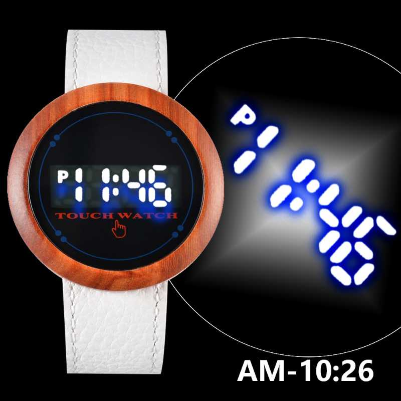 

Wristwatches Women Watch Student LED Electronic Digital Wood Outdoor Multifunction Sports Wooden Ladies, Red