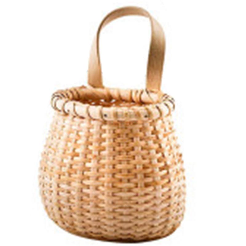 

Rattan Storage Basket Woven Hanging Storage Bag with Handle Fruit and Vegetable Picnic Basket Wall Decoration