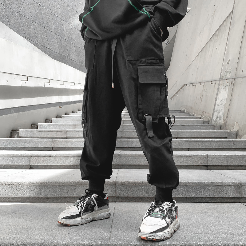 

2021 New Hip Hop Black Cargo Joggers Sweatpants Overalls Men Ribbons Streetwear Harem Pants Women Fashions Trousers Male Lbr1 8ce6, Army green