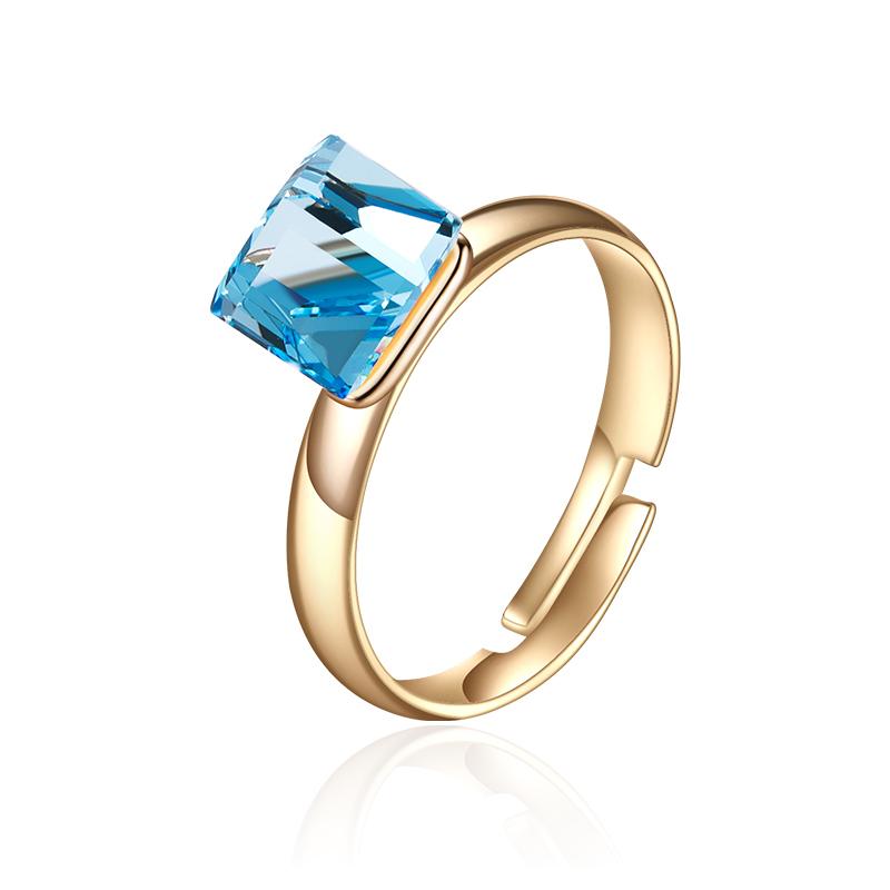 

Cluster Rings Fashion Blue/White Austrian Crystal For Women Gold Color Adjustable Wedding Band Ring Party Jewelry Girls Gifts