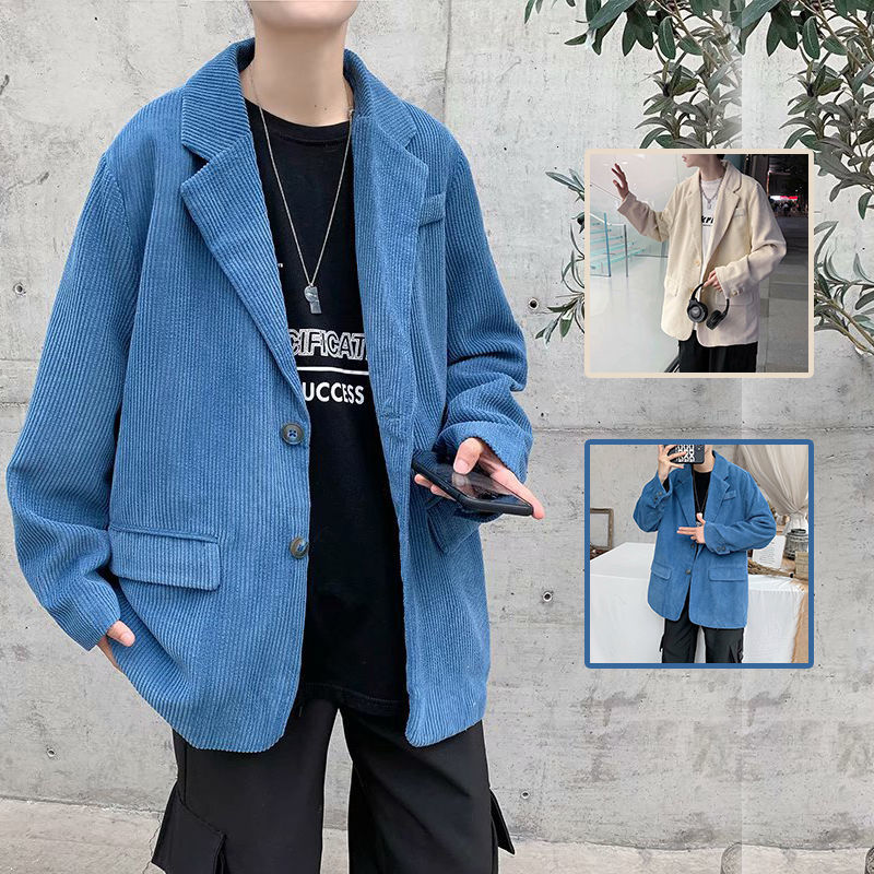 

2021 New Autumn Blazer Men's Fashion Retro Business Casual Men Suit Jacket Mens Corduroy Coat M-2xl Pdc3, Apricot