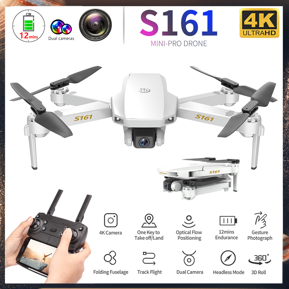 

CSJ S161 Mini Pro Drone with Camera 4K Optical Flow Positioning Dual Camera Mini Dron Altitude Hold Gesture Photos RC Quadcopter, 4k camera 1b