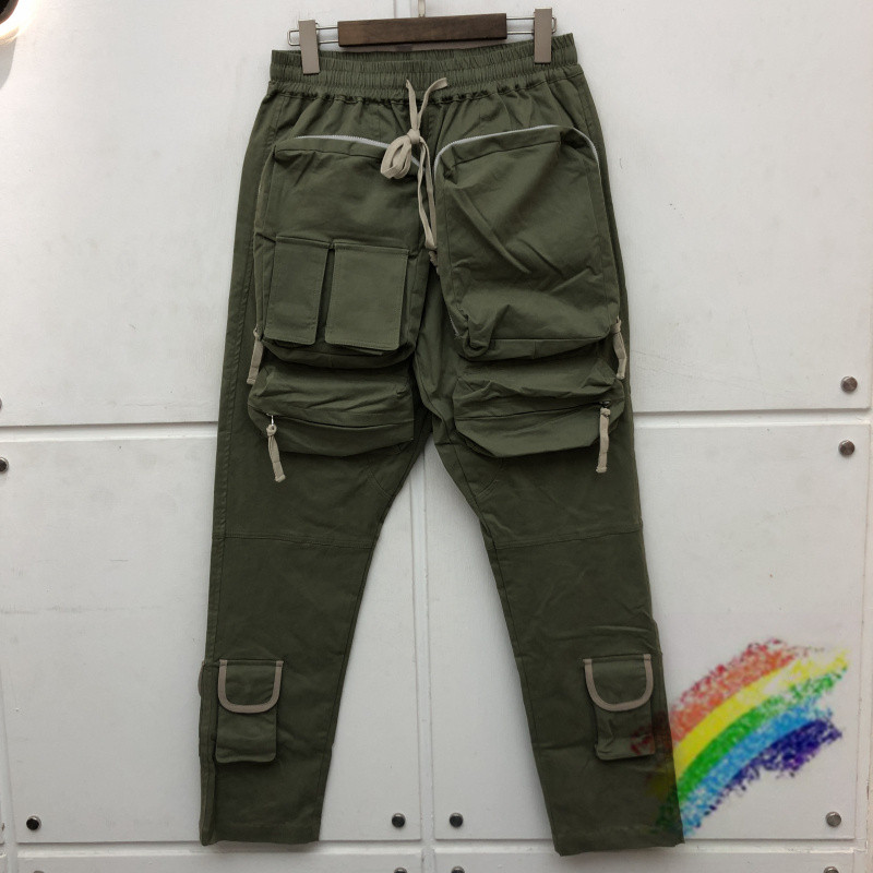 

2021fw Multi-pocket Pants Men Women Quality Drawstring High Street Cargo Casual Overalls, Black