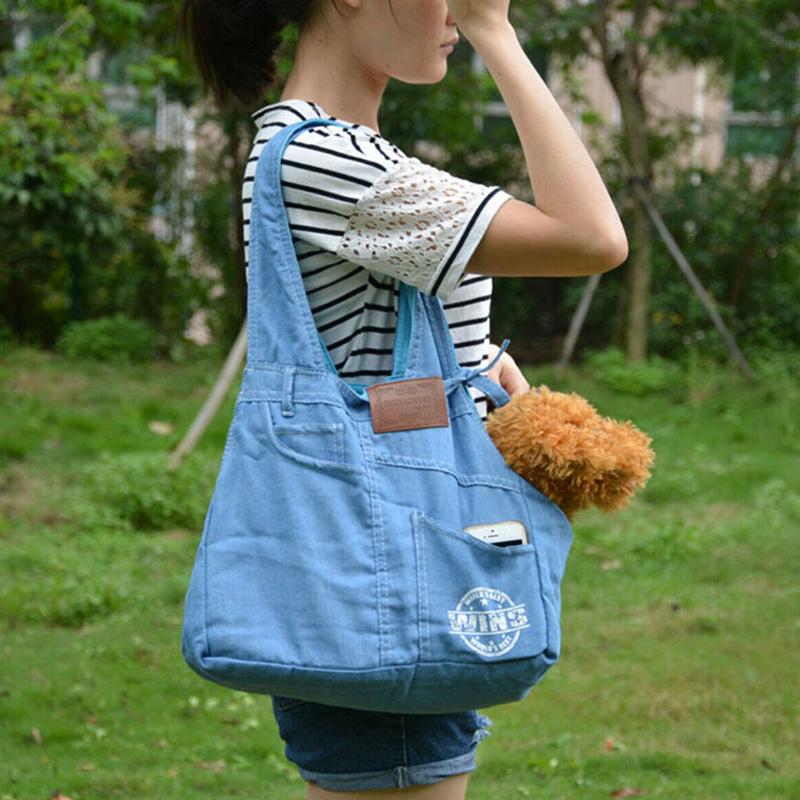 

Cats Multi Function Lightweight Carrier Bag Denim Backpack Handbag Accessories Travel Tote Breathable Pet Dog Shoulder Portable Car Seat Cov