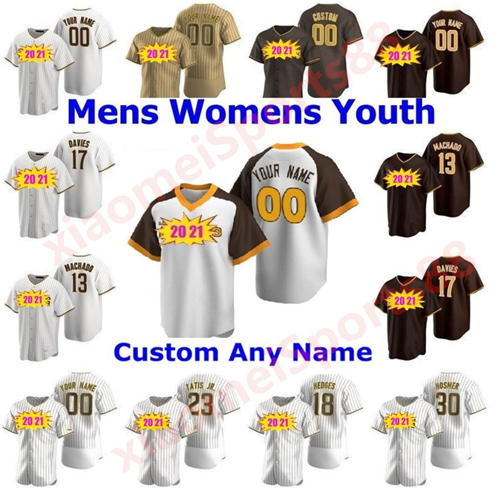 

New 2020 21 Men Women youth kids 23 Fernando Tatis Jr 13 Manny Machado Tony Gwynn Eric Hosmer Brown Is Back Baseball Jerseys, As shown in illustration