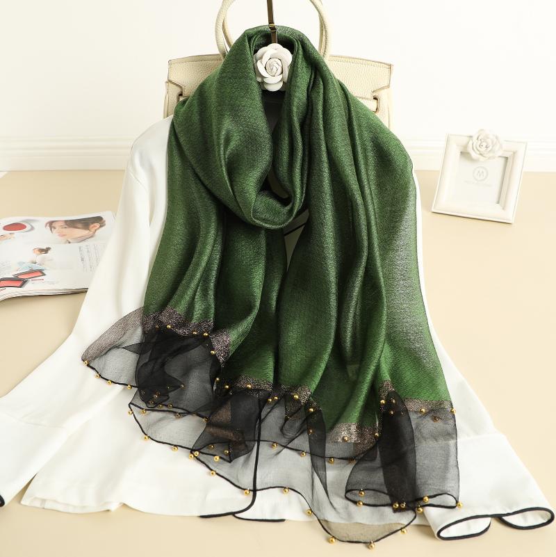 

Scarves Mujer Bufand Four Seasons Wraps Silk Wool Blend Scarf Women Hijab For Ladies Pashmina Embroidery Beads Shawls Echarpes