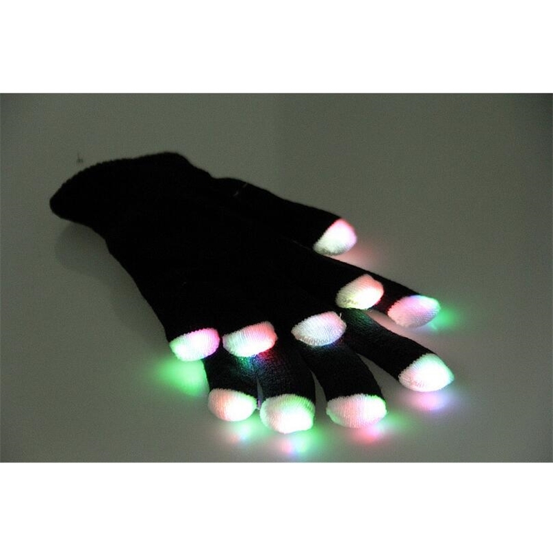 

Novelty LED Flashing Gloves Colorful Finger Light Glove Christmas Halloween Party Decorations glowing glove party rave prop wholesale, Black