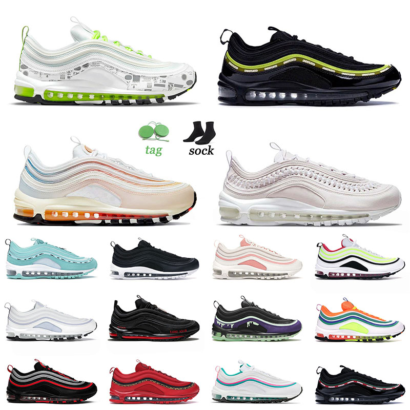 

2021 Arrival Sports 97 Running Shoes The Future Mens Women Black White Undefeated UCLA Bruins Tropical Twist Off Trainers Sneakers 36-45, B50 woven 36-45