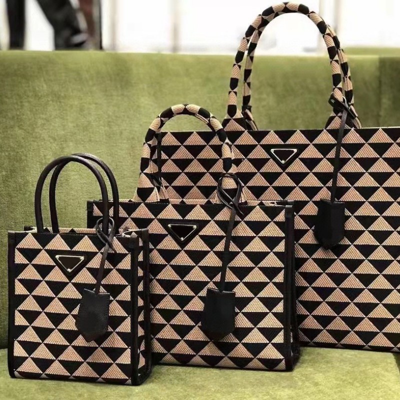 

Women's top handles jacquard fabric handbag Embroidery Bags Geometric Patterns Designer Mixed Colors Metal Button Shoulder Crossbody Tote Large Beach Bag Purse