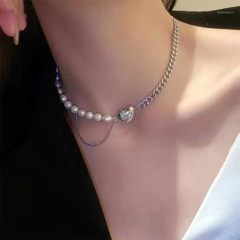 

Chains 2021 Fashion Trend Creative Freshwater Pearl Splicing Chain Love Clavicle