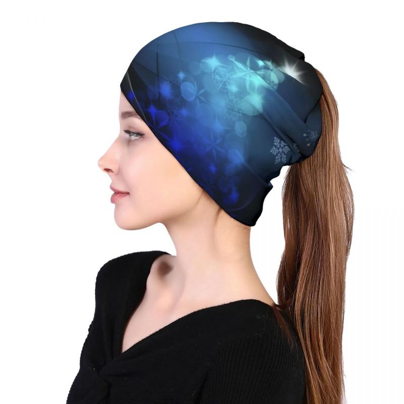 

Beanies Christmas Xmas Holiday Snowflakes Blue Unisex Multifunction Beanie Hat