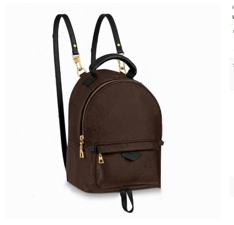 

High Quality Fashion Pu Leather PALM SPRINGS Mini Size Women Bag Children School Bags Backpacks Style Spring Lady backpack Travel HandBag 5 Colors, Black