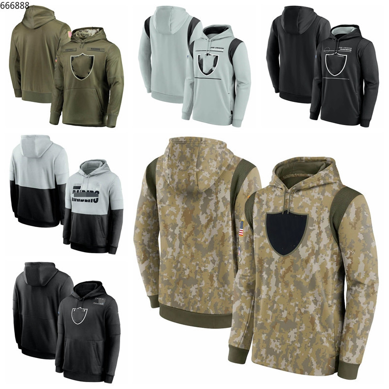 

Las Vegas Men Women Youth Raider 2021 Salute To Service Therma Performance Pullover Football Hoodie Camo, Black