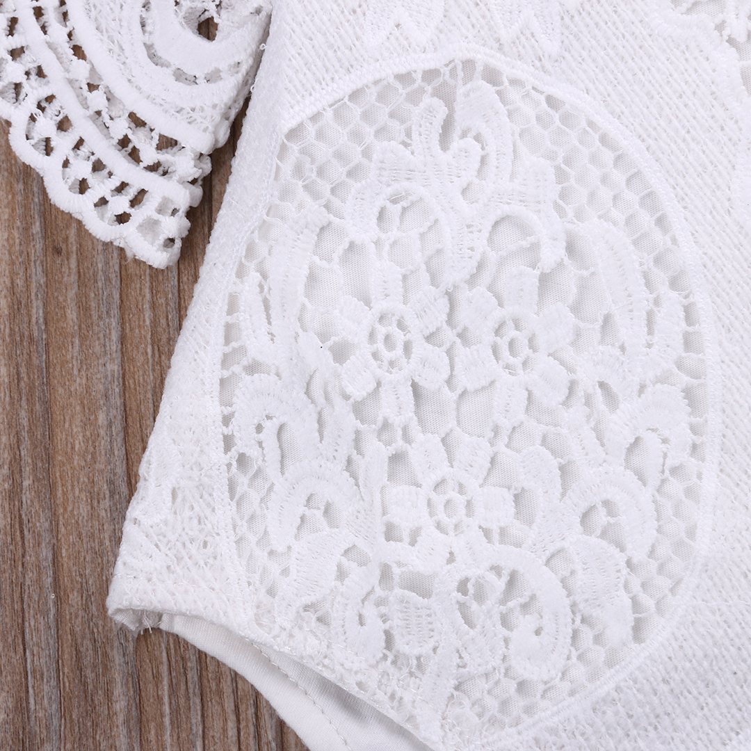 

Lace white hollow romper Newborn Baby Girls ruffles Sleeve Clothes Romper Jumpsuit Outfits, Default color