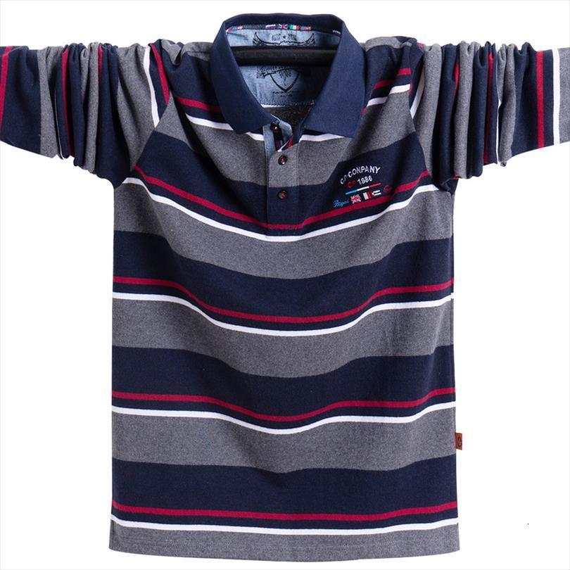

long sleeved shirt striped cotton men polo shirts casual lapel embroidered clothes plus size  5xl, White;black