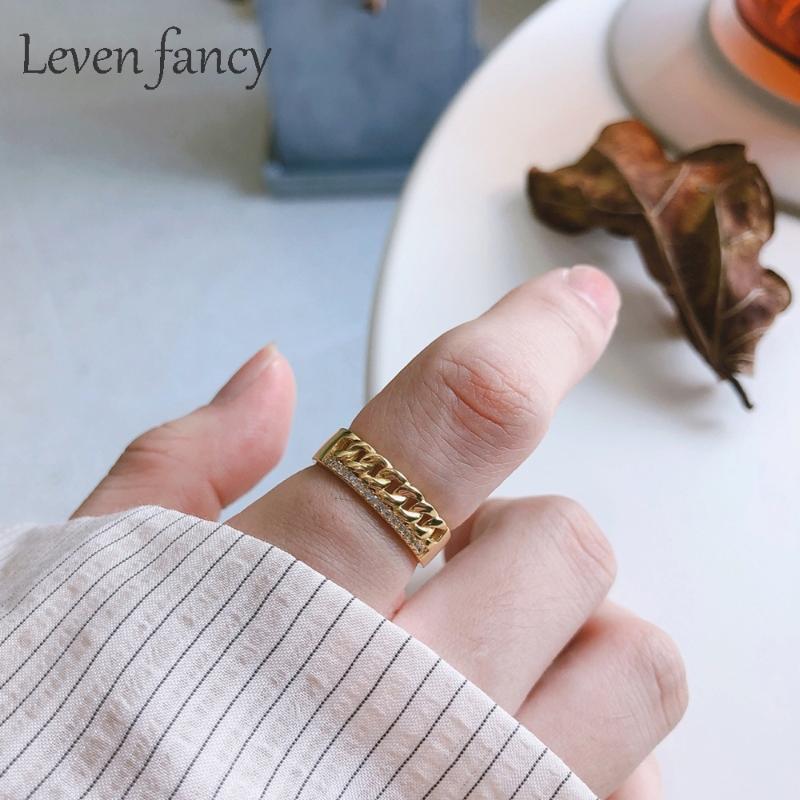 

Cluster Rings Handmade Men's Wide Flat Cuban Curb Link Chain Ring 925 Sterling Silver Jewelry With Micro Paved Cz Cubic Zircon Women