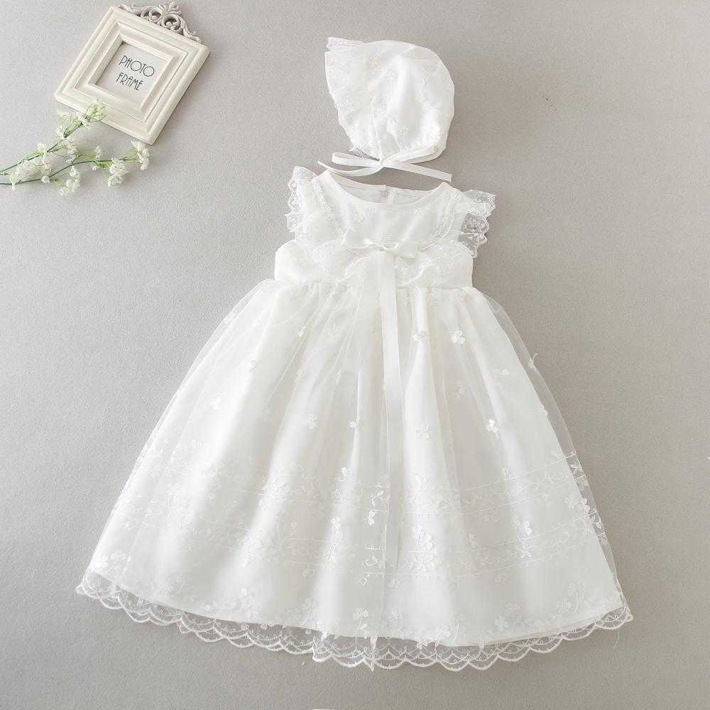

Baby Girls Dress Children First Birthday Ball Gown Infant Christening Dresses Baptism Bridesmaid Party Clothes 3-24 Month 210615, White