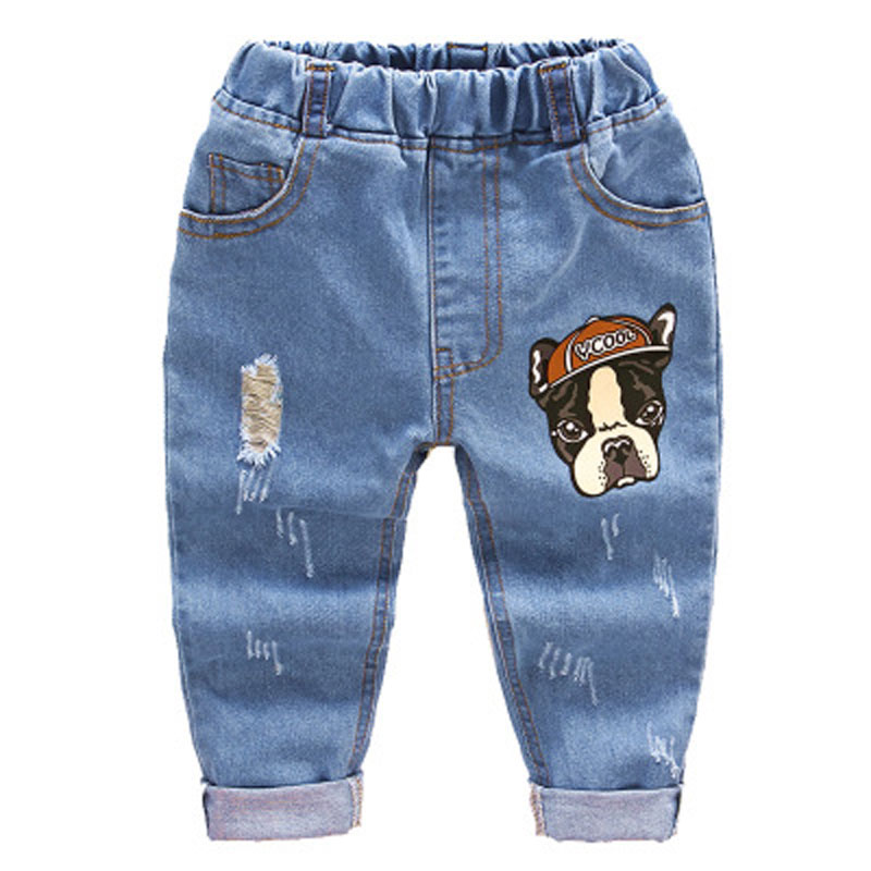 

2021 Fashion Children Jeans Baby Boys Cartoon Trousers Pant Baby Girls Grinding Holes Jeans Kids Spring Autumn Clothes 2-6Years, A01