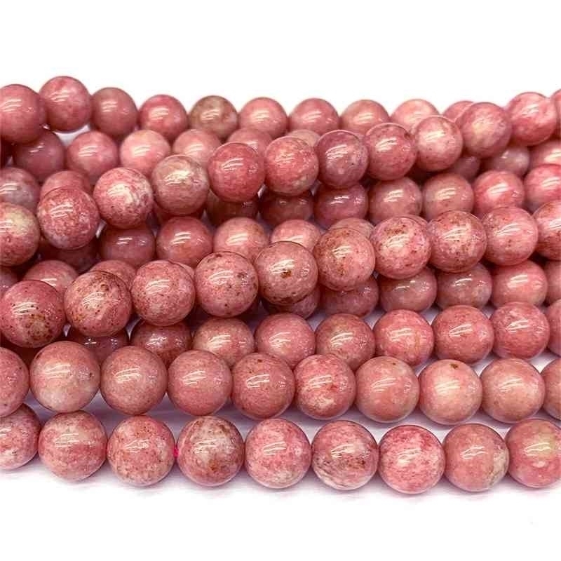 

Veemake Natural Genuine Red Pink Thulite Round Loose Gemstone Necklaces Bracelets Earrings Women's Beads For Jewelry Making06893