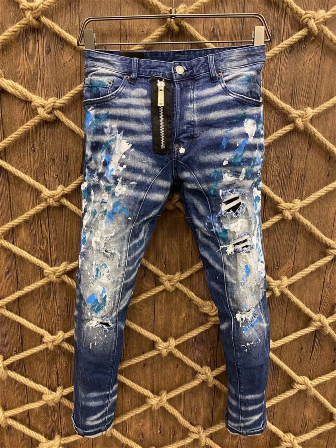 

21ss D2 Mens jeans designer Ripped Skinny Trousers Motorcycle Moto biker hole Slim Men's Fashion Brand Denim Hip hop Pants a373 ds quared2 ds quared 2 d sq, Image display 1