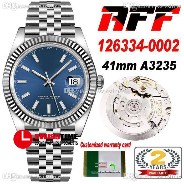 

AFF 41mm ETA A3235 Automatic Mens Watch Fluted Bezel Blue Dial Stick Markers 904L Steel Case Bracelet Super Edition Watches Same Series Warr, Slivery;brown