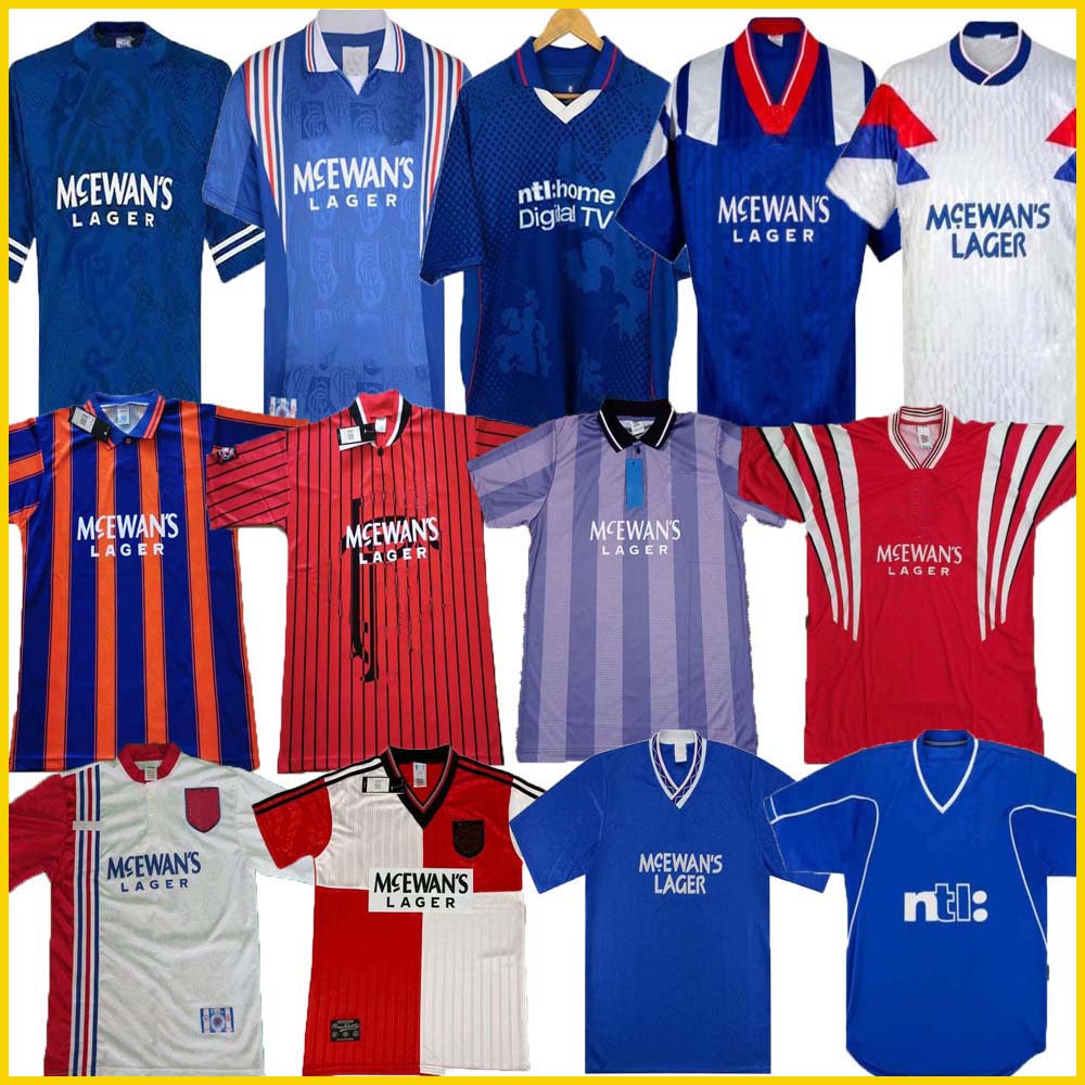 

02 03 86 87 88 90 93 96 99 Glasgow Rangers fc Camiseta de fútbol retro GERRARD GASCOIGNE LAUDRUP Camisetas de fútbol Uniformes MCCOIST, 97/99 away
