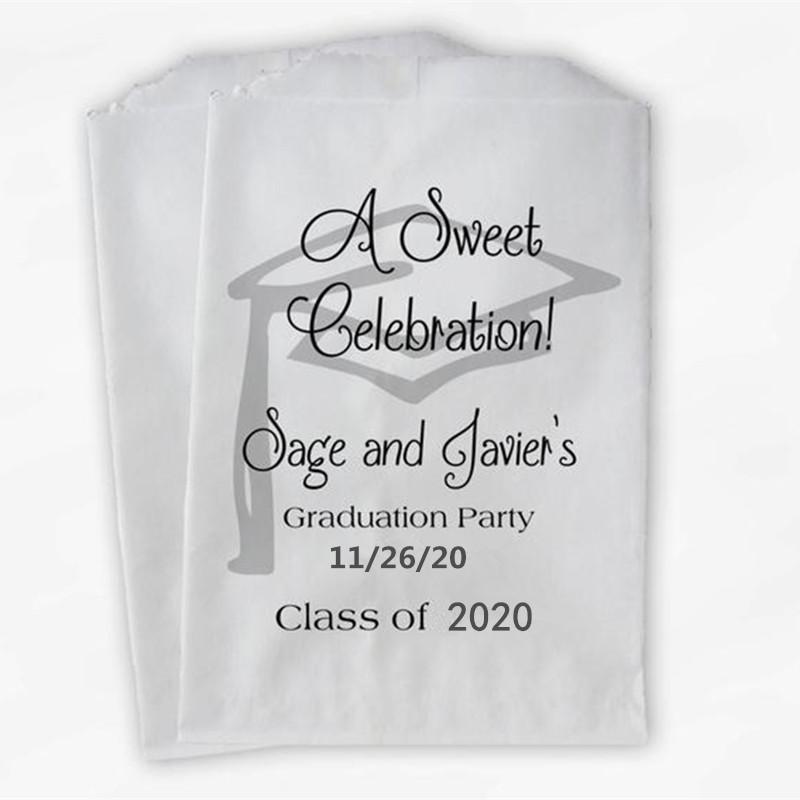 

Gift Wrap Custom Graduation Favor Bags - 2021 Sweet Celebration Party Silver And Black Paper Treat