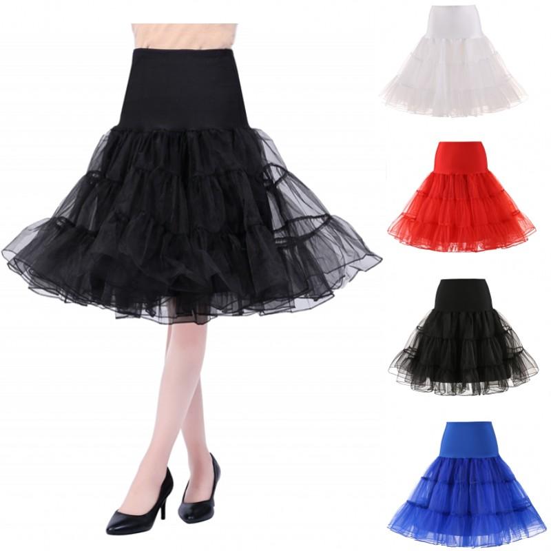 

Skirts 2021 Spring Cosplay Petticoat Woman Underskirt 65CM Length Knee Short For Wedding 3 Layers Puffy Organza Evening Tutu, Ivory