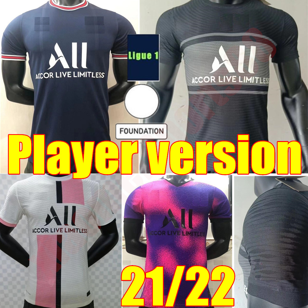 

Paris Player version soccer jerseys KEAN 21 22 home away 3rd psgMaillots de football shirts 2021 2022 sergio ramos Mbappe 30 Messi uni, Black;yellow