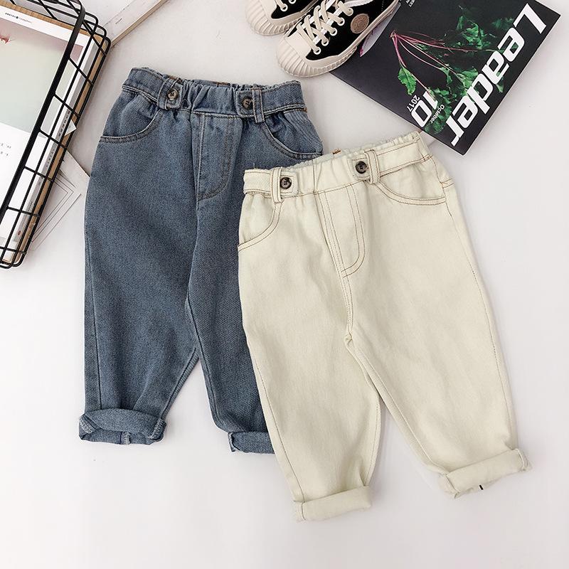 

WLG Girls Jean Kids Clothes Spring Fall Denim Blue Beige Jeans Baby Girl Casual All Match Trousers for 1-5 Years