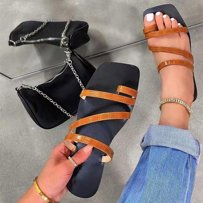 

Slippers 2021 Summer Women's Square Toe Plus Size Ladies Clip Shoes Leisure Outdoor Fashion Women Sandals Comfortable, Transparent