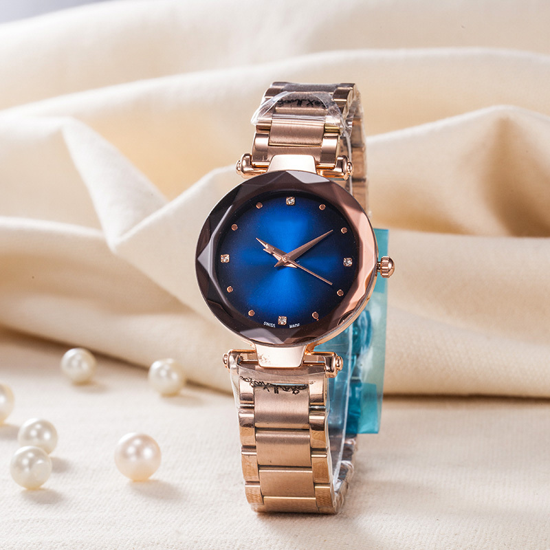 

Fashion Brand Wrist Watch Women Girl Crystal Style Metal Steel Band Quartz Luxury With Logo Clock Di04, Rose gold white