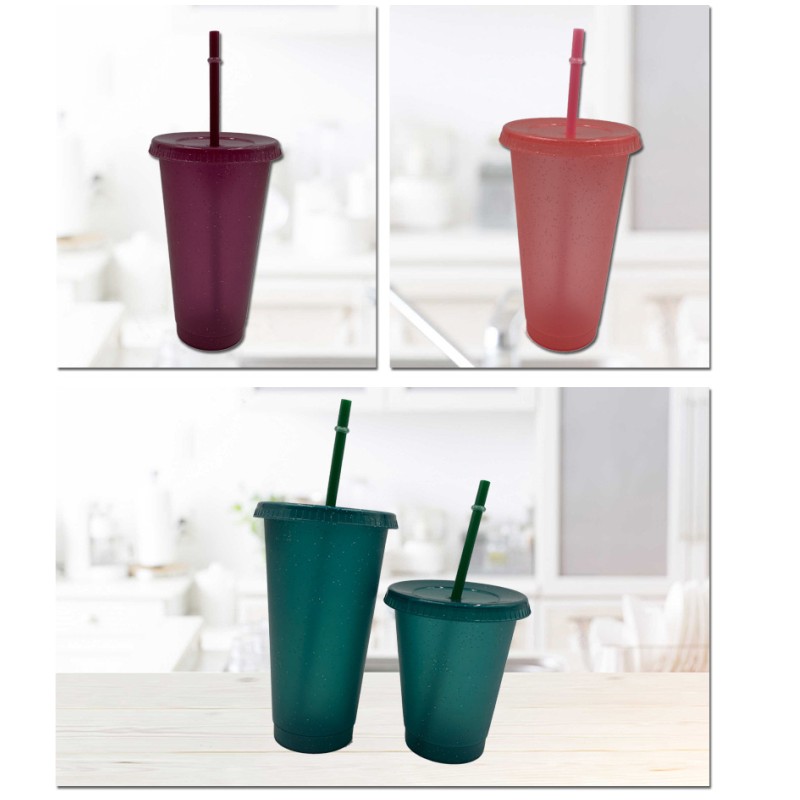 

Plastic Tumbler Sequins Flash Small Straw Water Solid Color Bottle Comfortable Woman Man Cup Drinking Tools Supplies 3 2hb K2