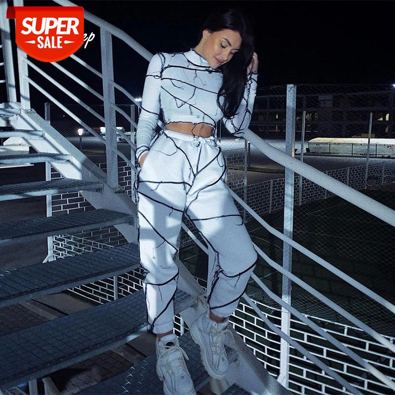 

Weekeep Straip Patchwork Retro Two Piece Set Women Autumn Turtleneck Rib Knit Crop Top and Baggy Sweatpants Tracksuit Streetwear #Sb6O, Black;white