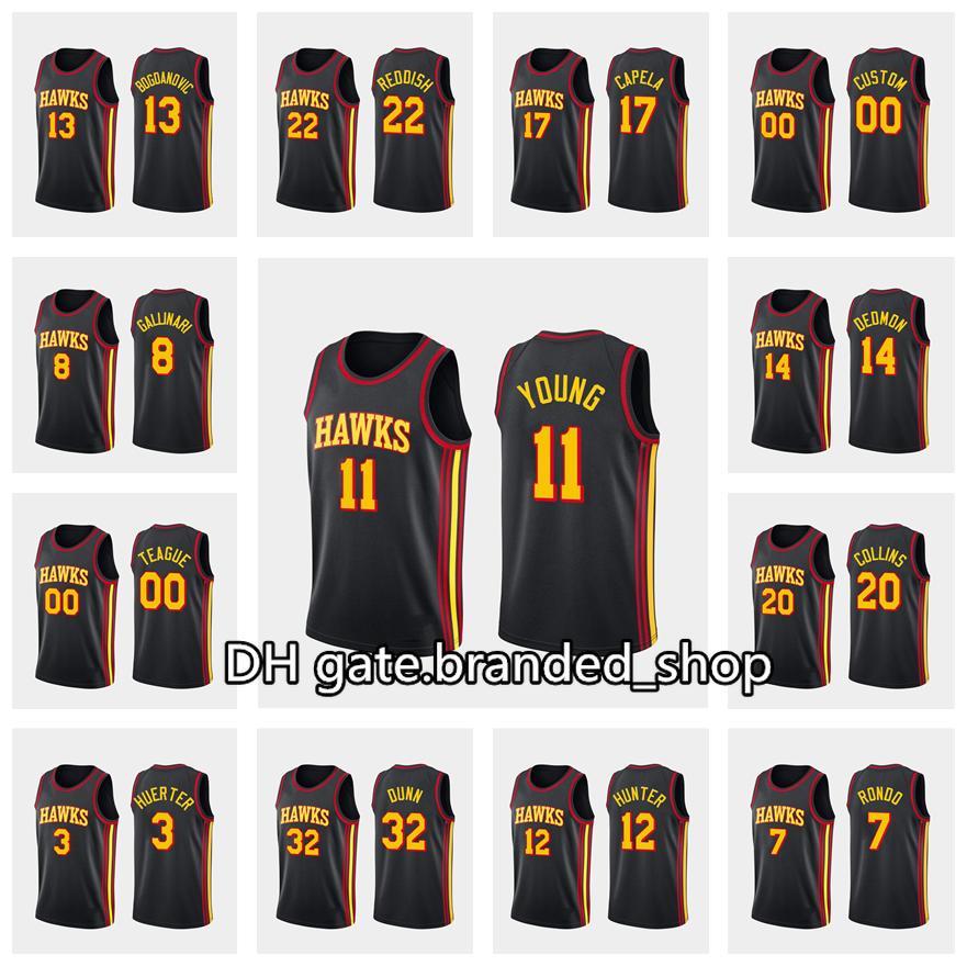 

Custom Men Basketball Trae Young Cam Reddish Kevin Huerter Dewayne Dedmon Danilo Gallinari Women Kids 2020-21 Statement Basketball Jersey, Black;red