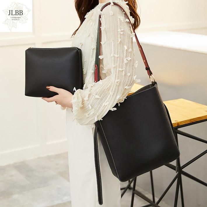 

Large Bucket Shoulder bag women purses and handbags luxury designer Wide strap Women's messenger bags PU Leather Big Totes black